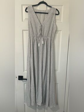 White Maxi Dress with Black Polka Dots